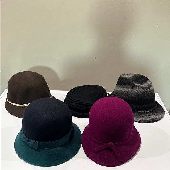 ?NEW 5 Women’s hats Elegant Cloche Hat Set - Black, Brown, Teal, and Purple NWOT main image 12